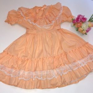 Little Princess Peach Easter Dress Girls size 6x Princess Dress Vintage Pagent
